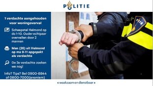 Man opgepakt voor woningoverval in Helmond