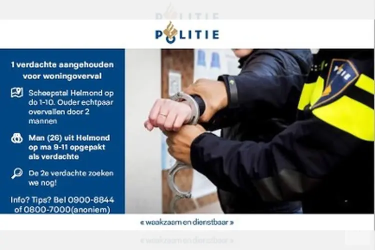 Man opgepakt voor woningoverval in Helmond